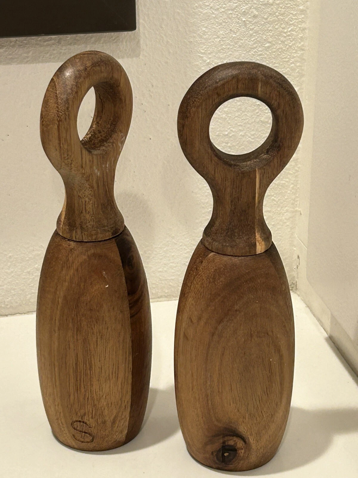 Premium Acacia Wood Salt & Pepper Grinders by Bloomingville - Stylish Mill Set.