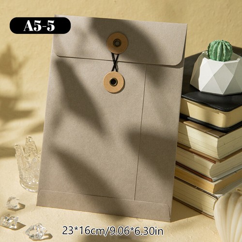 Kraft Paper Envelope with Button String Tie Documents Winding Ticket File Bag - Picture 35 of 42