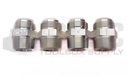 LOT OF 4 NEW PARKER 1-7/8" OD TAPER, 1-7/8" OD STRAIGHT MALE HYDRAULIC FITTINGS