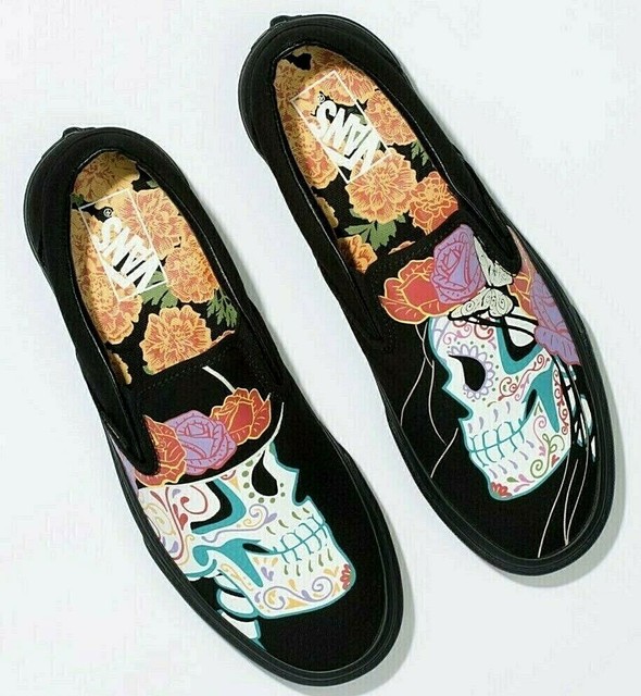 vans day of the dead slip ons