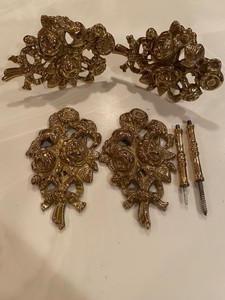 Virginia Metalcrafters Solid Brass Rose/Floral Tie backs 2 pairs