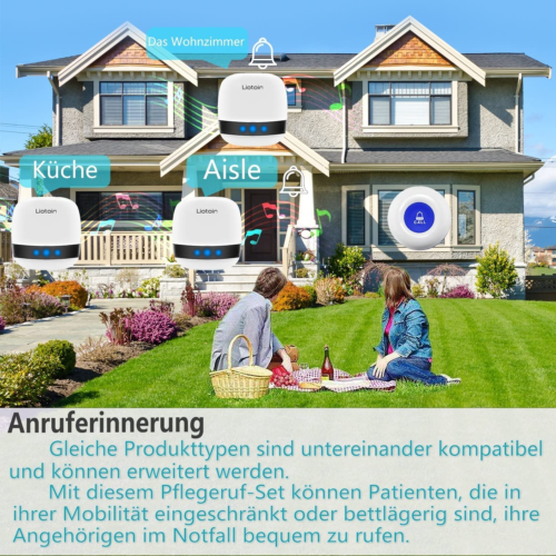 LIOTOIN Notrufknopf Für Senioren Notruf Alarm Knopf Kabellose Hausnotruf Seniore - Bild 3 von 12