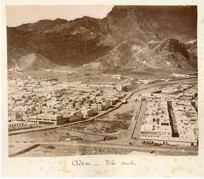 Yemen, Aden, Vue Générale Vintage albumen print. Tirage albuminé 14x25