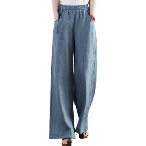 Women Loose Fit Elastic Waisted Palazzo Pant Ladies Daily Wear Casual - Picture 10 of 54