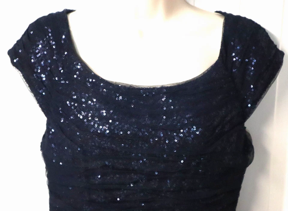 复古 90 年代 RALPH LAUREN 晚礼服海军蓝连衣裙 10 码(全新带标签)220 美元 — 第 3/4 张图片