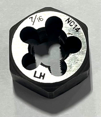 ProCut 7/16''-14 NC Carbon Steel Left Hand Hexagon Die