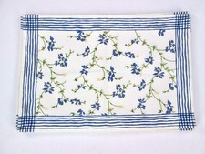 World Market Blue Floral Vine Placemat Set of 6 Stripe Farmhouse Cottage Cotton