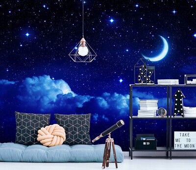 3D Himmel Mond M8943 Tapete Wandbild Selbstklebend Abnehmbare Aufkleber Romy