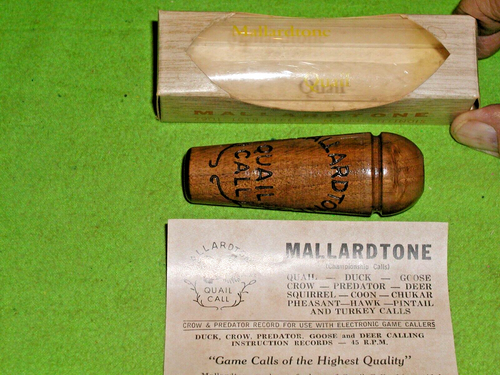 VINTAGE NIB MALLARDTONE MOLINE, IL., QUAIL CALL W/INSTRUCTIONS - 第 1/2 張圖片