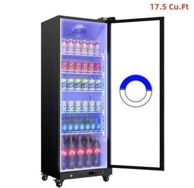 17.5 Cu.Ft Commercial Merchandiser Single Glass Door Beverage Refrigerator ETL