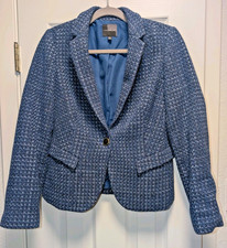 The Limited Medium Tweed One Button Blazer Stunning Lined Blue Career Jacket EUC