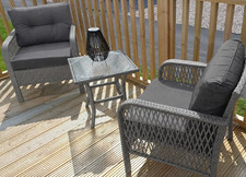 Rattan Bistro Set Outdoor 3pc Patio Garden Armchair 2 Seater Table Cushion Chair