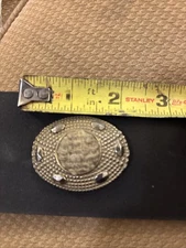 Vtg 1950s Paris Designer Button Silver Metal With Fabric Center “Arco  of Paris”