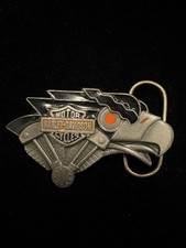 Vintage 1992 Harley Davidson belt buckle features a detailed eagle design RARE