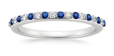 0.30 Ct Round Natural Sapphire Diamond Engagement Ring 14K White Gold Size 6