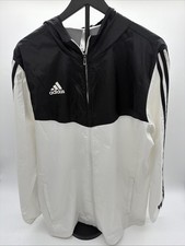 Adidas Tiro Windbreaker Jacket Women  s Size L White/Black Lightweight Breathable