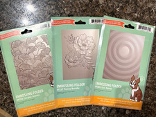Set of 3 Simon Says Stamp EMBOSSING FOLDERS. One Never Used. Great Price