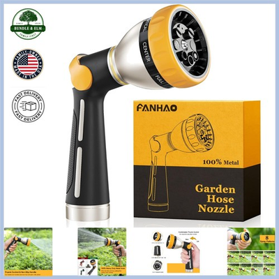 #ad Spray Nozzle for Garden Hose with Adjustable Patterns and Metal Construction $33.99