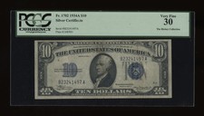 DBR 1934-A $10 Silver Fr. 1702 PCGS 30 Serial B23241497A