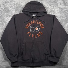 Philadelphia Flyers Hoodie Mens XL Black Majestic Hockey Full Zip Fleece Lined