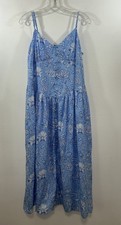 Roller Rabbit Target Size Large Maxi Sundress Cotton Blue & White Strappy Cotton
