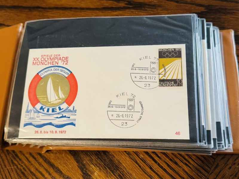 First Day Covers - 1972 Munich Olympic Games - Lot of 56 Envelopes w/Case