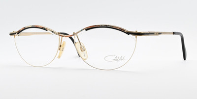 CAZAL Brille 229 Col 696 53-16 135 Vintage 90s Halbrand Oval Cat Eye Gold S M
