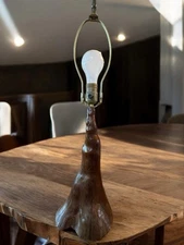 CYPRESS Knee Table Lamp MCM 14” Signed Famous Artist Tom Gaskins Palmdale FL