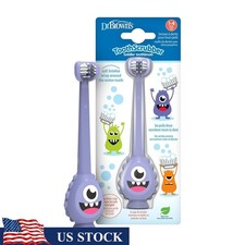Triple-Sided Toddler Toothbrush Color-Changing Bristles Easy Grip Tongue Cleaner