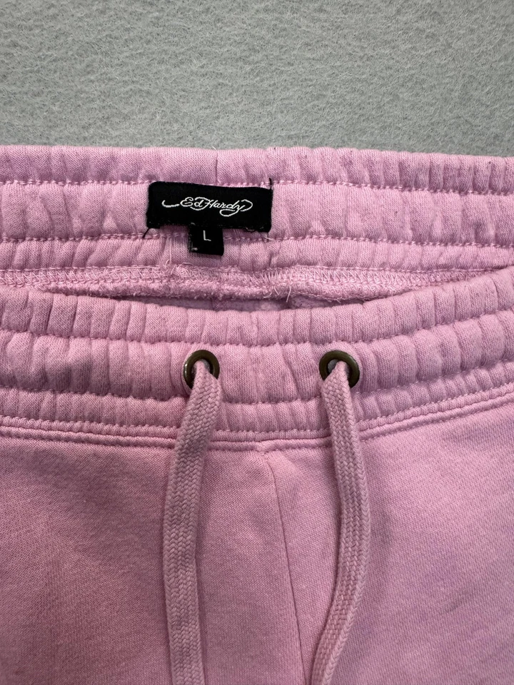 Ed Hardy Sweatpants Womens Large Pink Wide Leg Skull Eagle New York City Tattoo - Image 4 of 4
