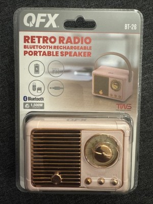 QFX VTG Throwback Bluetooth & FM  Rechargeable Retro Radio 