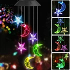 Solar Wind Chimes Lights LED Moon&Star Color Changing Hanging Lamp Garden Decor