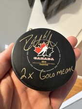 RICK NASH NHL Signed Autograph Team Canada  2x gold medal PUCK 