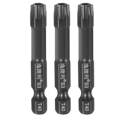 Torx Tip T40 1/4'' 50mm Black 3pcs