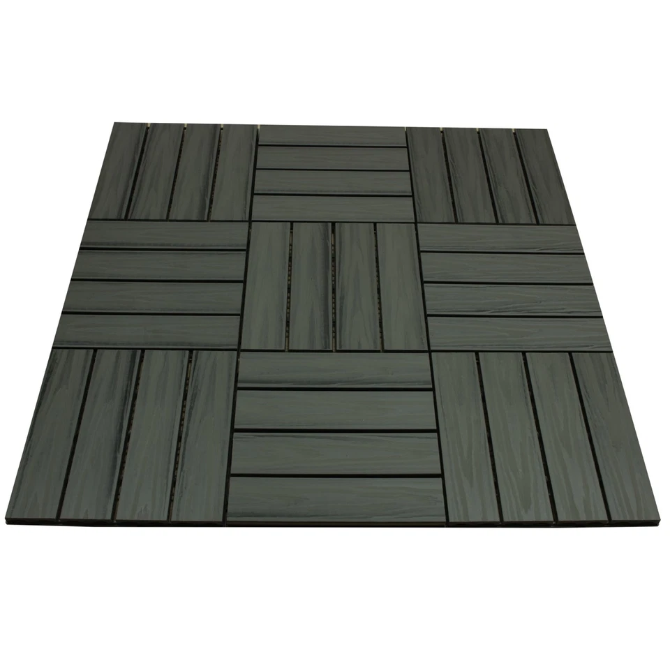 Terrassenfliesen Holzfliesen Klickfliesen 30x30cm WPC 3D Struktur Outdoor Balkon - Bild 2 von 4