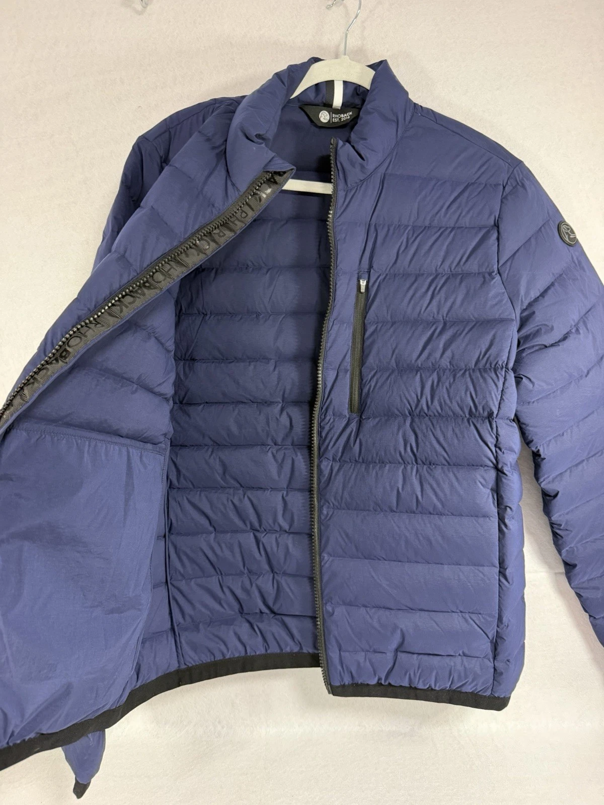 Rhoback Glide Down Jacket Men’s Medium Fleet Navy Blue Puffer Coat EUC Golf - product detail image 7