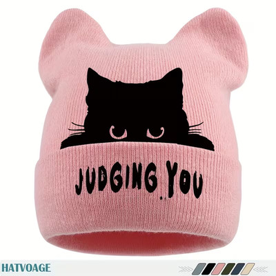 New Adorable Cat Beanie with Cat Ears Pink~ Judging You