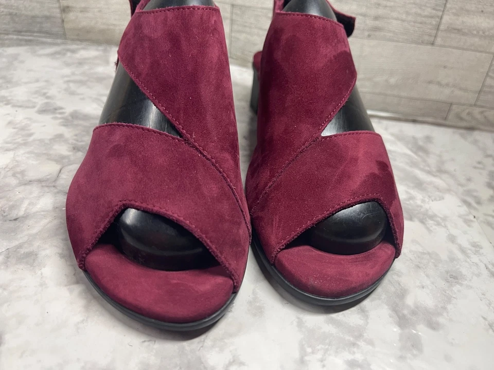 Sandalias Arche Mujer 7.5M Obibbi Zapatos Rojo Nubuck Cordones Caminar Comodidad Foto 4 de 4