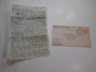 WW2 Artwork Soldier Letter France 146th Armored Signal Co. Lodi Ohio Art WWII