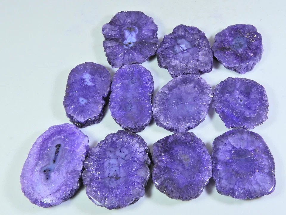 467Cts. Lote de 11 piezas de piedras preciosas sueltas cabujón con forma de mezcla de ágata druzy solar teñida U019 Foto 2 de 4