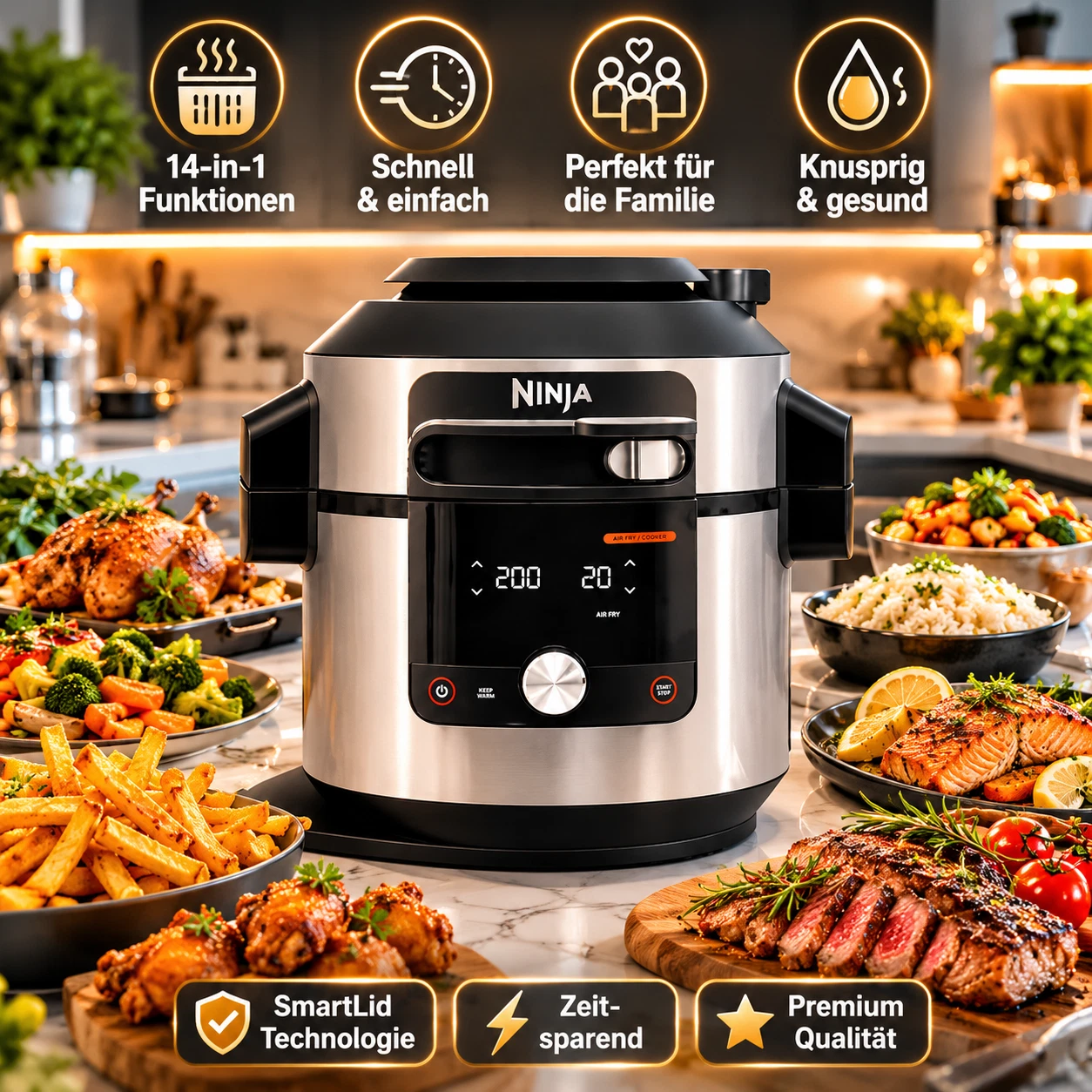 Ninja OL750EU Foodi MAX 14-in-1 SmartLid Multikocher