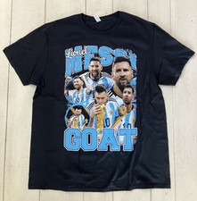 Lionel Messi Argentina World Cup GOAT Graphic Soccer Tee Shirt XL Black