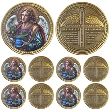 10 Pcs Archangel Raphael Christian Religious Coin Christian Tokens Jesus Coin...