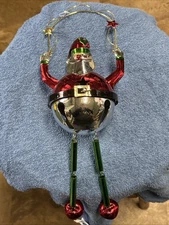 Vintage Santa Jingle Bell metal Sculpture Y2k Christmas Decor 15" Big