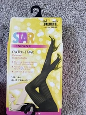 SPANX Star Power Center Stage Patterned Shaping Tights Size C Black NWT