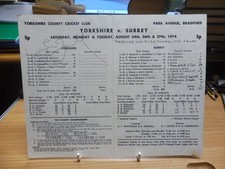 Yorkshire v Surrey at Bradford 1974 Signed by Boycott 142 no 1st Innings