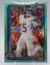 2025 Topps Chrome Elic Ayomanor RC Titans Aqua Refractor /299