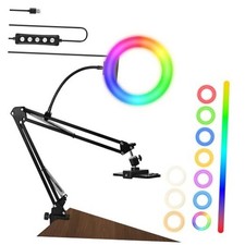 8"" RGB Ring Light with Overhead Camera Mount - Overhead Phone Mount