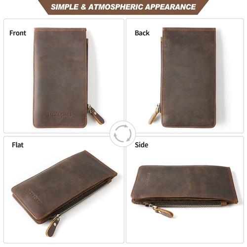 Leather Multi Card Organizer Wallet Credit Card Holder Thin Wallet with Zippe... - Afbeelding 4 van 7