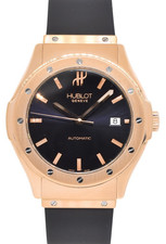 Hublot Classic Fusion 18k Rose Gold Black Dial Mens 42mm Watch +BOX 1915.8